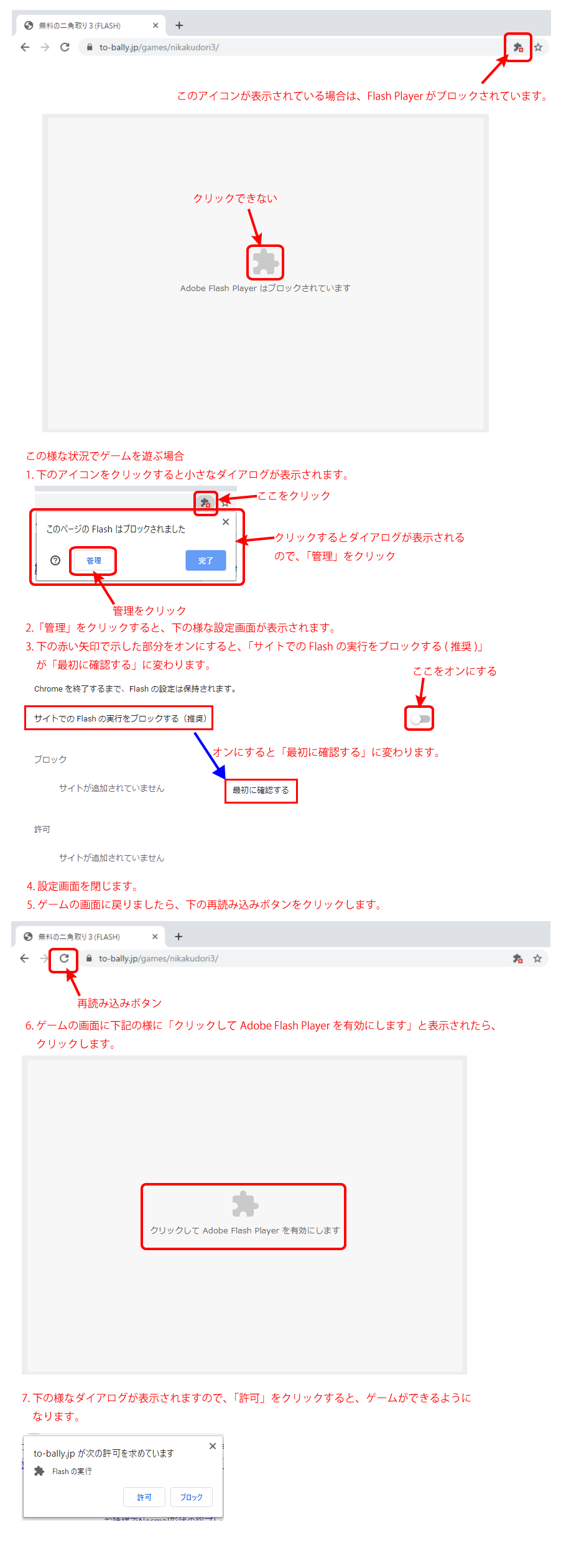 ChromeでFlash Playerの使い方説明